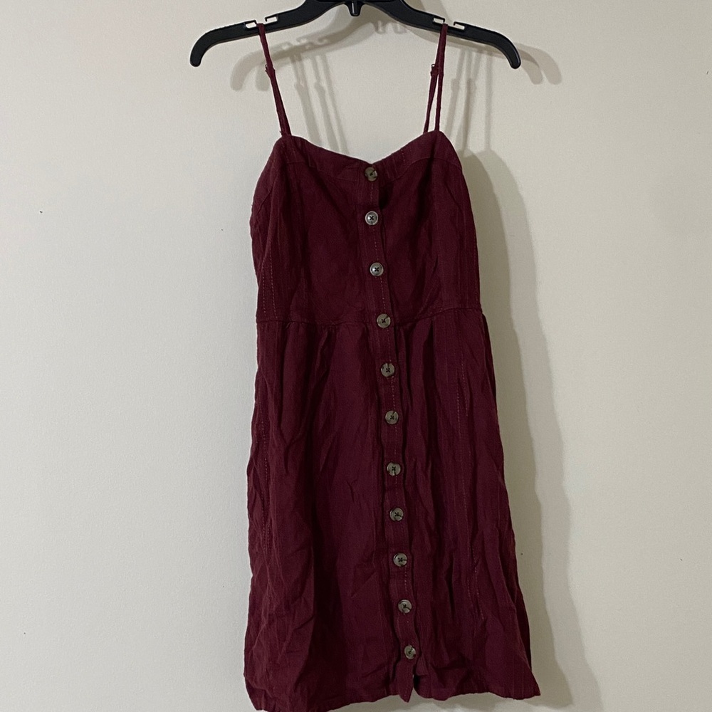Universal Thread Burgundy Button-Front Midi Dress